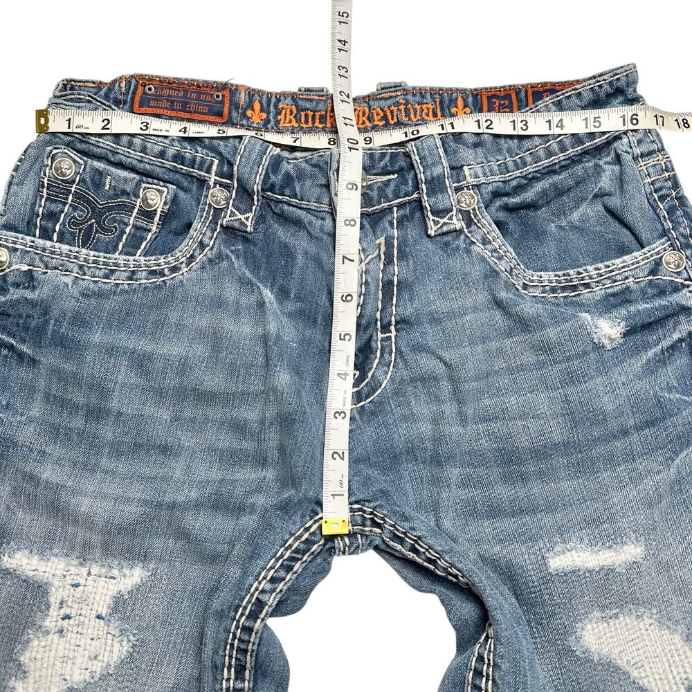 Rock Revival | Men | Duke Relaxed Straight Rocker Distressed Denim Jeans | Sz 32 - Picture 4 of 15